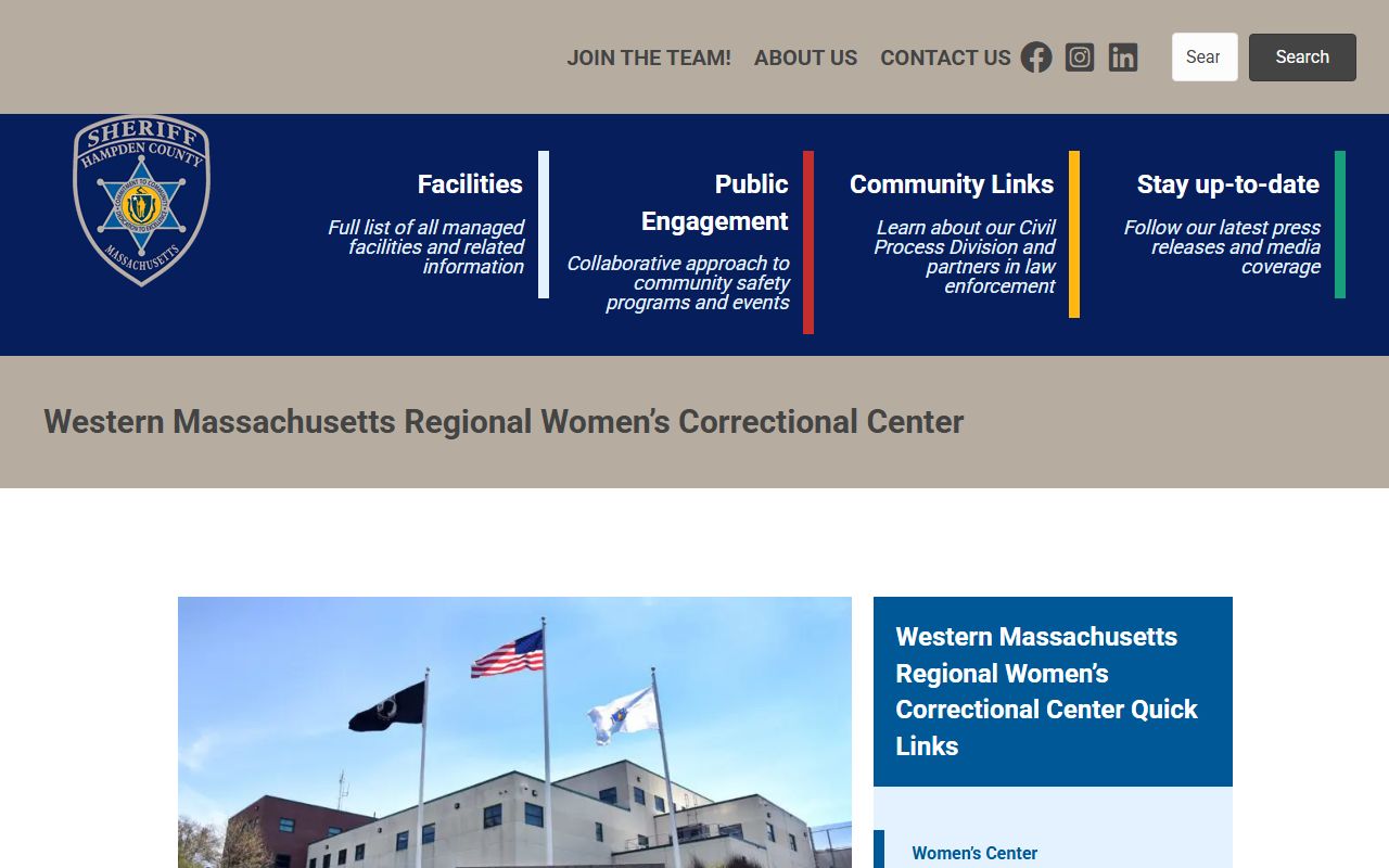 Western Massachusetts Regional Women's Correctional Center inmate roster search facility page