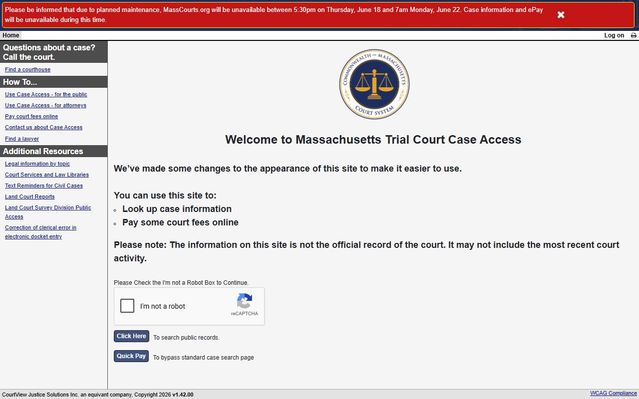 Hampden County court records after arrest MassCourts case access